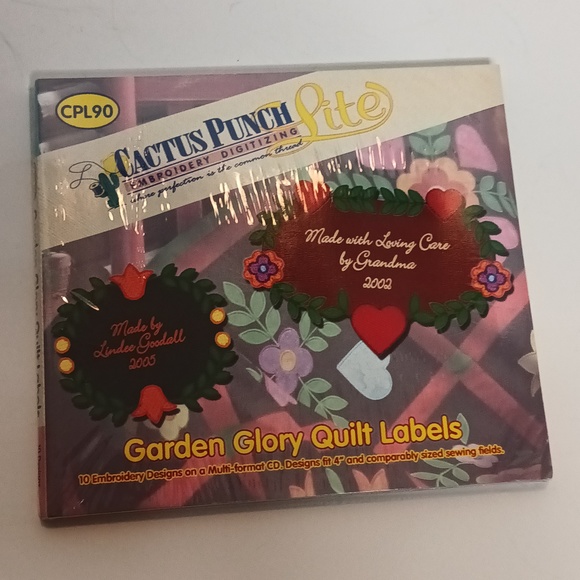 Cactus Punch Embroidery Garden Glory Quilt Labels Design CD - Picture 2 of 6